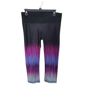Gap GapFit gFast Leggings Womens M Black Purple Ombre Gradient Crop Capri Active